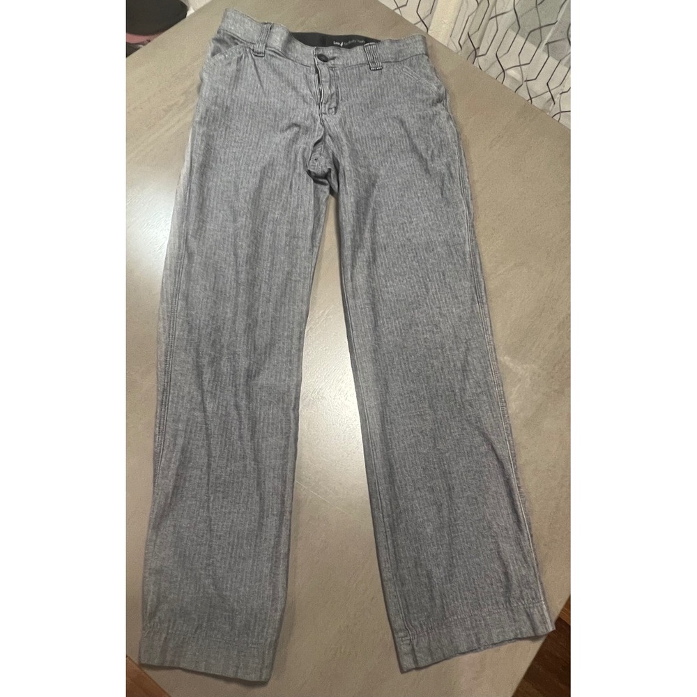Lee Sinfully Soft Gray Herringbone Straight Leg Trousers Pants Size 8 Medium